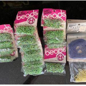 Vintage BEADS Craft / Jewelry lot from 1970s 17 Bags! Unusual Iridescent MINT +2